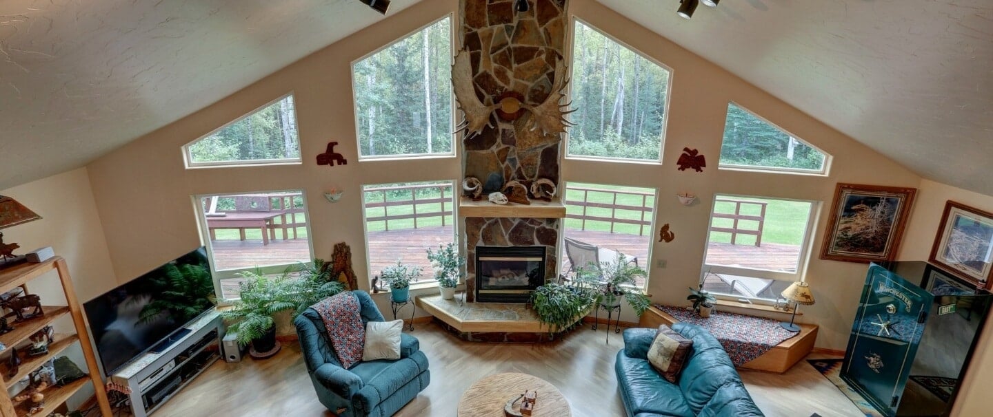 Luxury Alaska home living room in the Mat-Su Valley